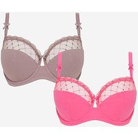 2 Pack Rachel Everyday Balcony Bras Mink Pink B34
