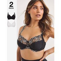 2 Pack Flora Non Wired Bras Black White