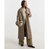 Single Breasted Longline Lined Coat Neutral
