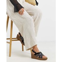 Crossover Wedge Sandal Wide Leather