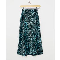 Printed Stretch Satin Slip Skirt Print