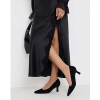 Pointed Toe Kitten Heel Shoe Ex Wide Suede