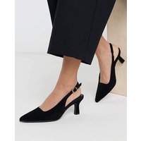 Pointed Toe Slingback Heels Wide Suede
