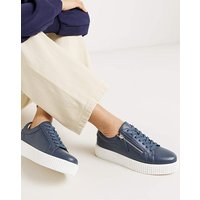 Side Zip Leather Trainer Ex Wide Fit