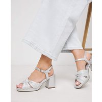 Crossover Detail Heeled Sandal Wide