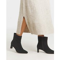 Suede Kitten Heel Ankle Boot Ex Wide Suede
