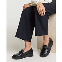 Low Wedge Loafer Chain Wide Crocodile