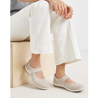 Heavenly Soles Sporty Mary Jane Trainers - Taupe EEE Fit