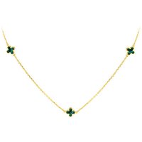 9CT Malachite Petals Necklace INCH