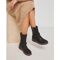 Low Wedge Buckle Boot Wide E Fit PU