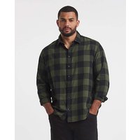 & Gingham Check Shirt Dusty Olive & 5XL