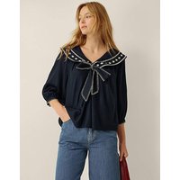Lila Embroidered Collar Top