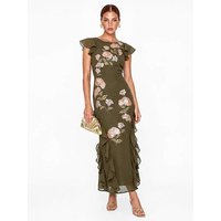 Floral V Back Midaxi Dress