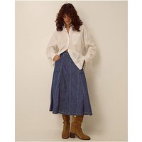 Harper Godet Denim Midi Skirt