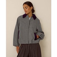 Jess Velvet Trim Bomber Jacket Dark Grey