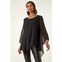 Sparkly Asymmetric Chiffon Top