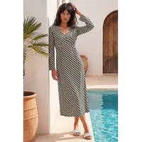 Geometric V Neck Midi Dress