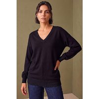 V Neck Stretch Longline Jumper