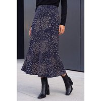 Linear Floral Stretch Midi Skirt