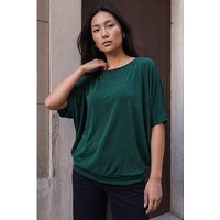 Bubble Hem Stretch Top Forest Green