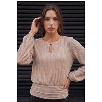Crinkle Keyhole Shimmer Top Light