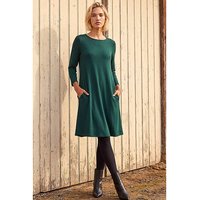 Line Pocket Stretch Swing Dress Forest Green