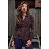 Abstract Print V Neck Blouse