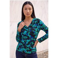 Printed V Neck Stretch Top