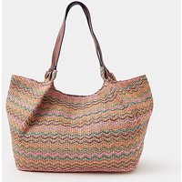 Stripe Raffia Tote Bag Pastel Coloured ONE