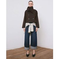 Wide Leg Turned Up Hem Jean Dark Wash