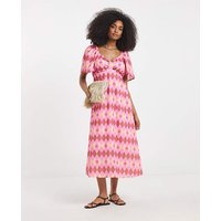 Linen Midaxi Dress Pink Brown
