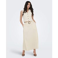 Milan High Waist Belted Linen Skirt