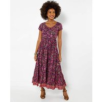 Heidi Crinkle Cotton Border Print Dress Multi Coloured