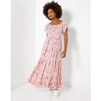 Beautiful Butterfly Print Crinkle Dress Multi Coloured