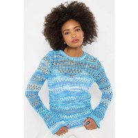 JB Summer Blues Boho Open Knit Jumper Multi Coloured