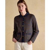 Rib Cardigan Navy Tan