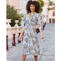 PRINT RUCHED MIDI DRESS Multi Coloured