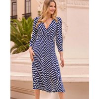 NAVY & STRIPE MIDI DRESS Navy White