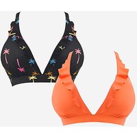 Value 2 Pack Bikini Tops Palm Print Orange