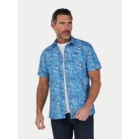 SS Bali Palm Linen Shirt SKY Blue