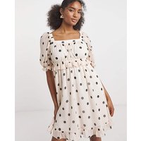 Spot Print Mini Dress Black White