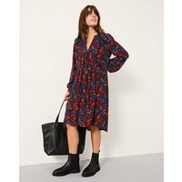 Steph Folk Floral Dress Navy Red