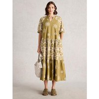 Eva Mixed Print Dress Green