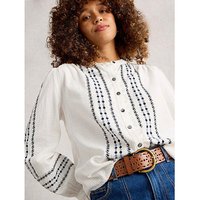 Naomi Embroidered Shirt Ivory Multi Coloured