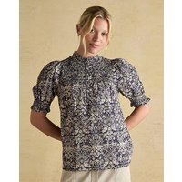 Silvia Frill Neck Smocked Blouse