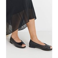 Lasercut Peep Toe Shoe Ex Wide Leather