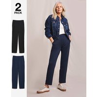 Slimma 2 Pack Pull On Trousers Regular Black Navy 28R