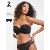 2Pk Katie Lace Padded Multiway Bras Black White