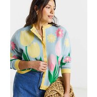 Floral Graphic Crew Neck Cardigan Floral Print 28 30