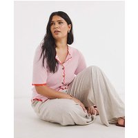 Scallop Detail Short Sleeve Cardigan Pink Red 16 18